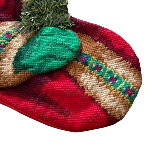 Santa Claus with Tree Christmas Stocking 17.5" L  x 7" W. Red, Green, White - Picture 5 of 7